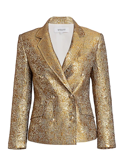 Shop Derek Lam 10 Crosby Women's Myla Metallic Double-breasted Jacket In Gold