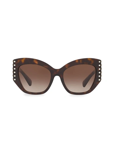 Shop Valentino Individual 54mm Embellished Cat Eye Sunglasses In Havana