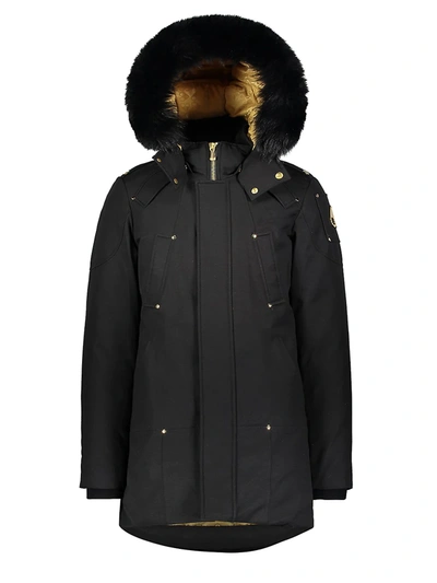 Shop Moose Knuckles Stag Lake Fox Fur-trim Down Parka In Black Black