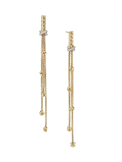 Shop David Yurman Women's Helena Chain Drop Earrings In 18k Yellow Gold With Diamonds