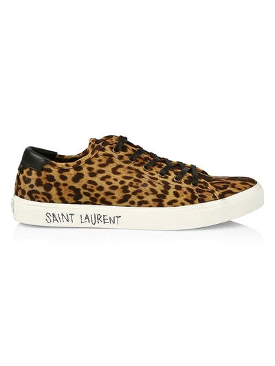 Shop Saint Laurent Malibu Leopard-print Canvas Sneakers In Manto Naturale Nero