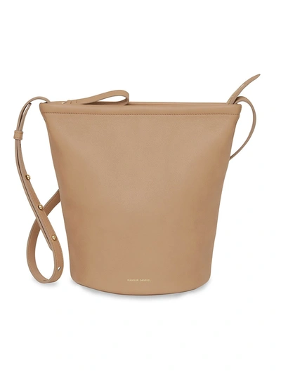Shop Mansur Gavriel Zip Leather Bucket Bag In Nocciola