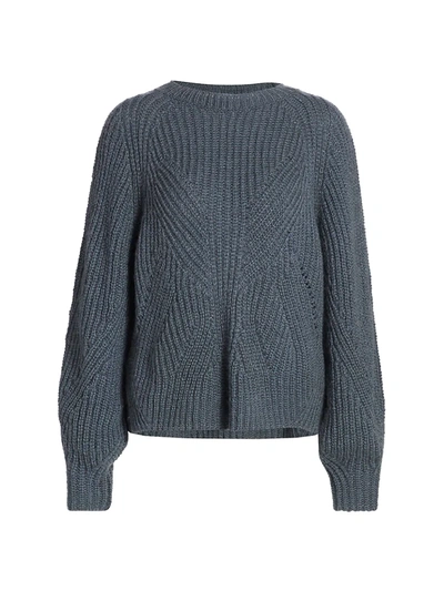 Shop The Kooples Women's Mixed Cable Knit Blouson-sleeve Sweater In Chocoalte