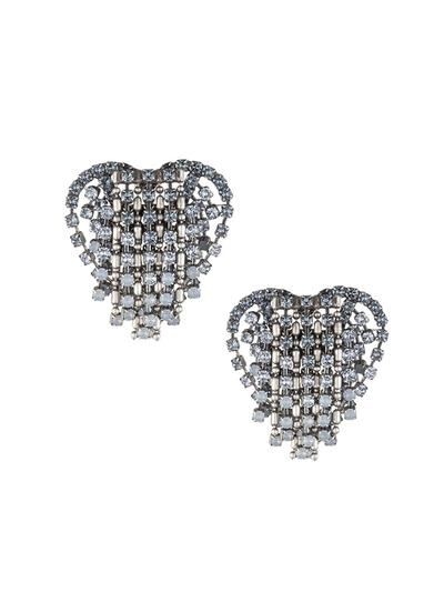 Shop Dannijo Cecily Heart Pendant Earrings In Silver Blue
