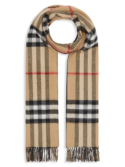 Shop Burberry Women's Reversible Giant Check To Solid Cashmere Scarf In Black