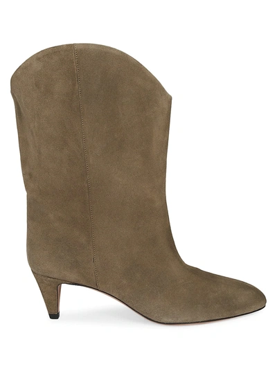 Shop Isabel Marant Dernee Western Suede Mid-calf Boots In Taupe