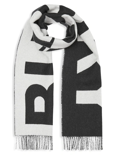 Shop Burberry Reversible Check To Logo Cashmere Scarf In Black White
