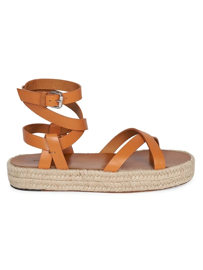 Shop Isabel Marant Melyz Leather Espadrille Flatform Sandals In Natural