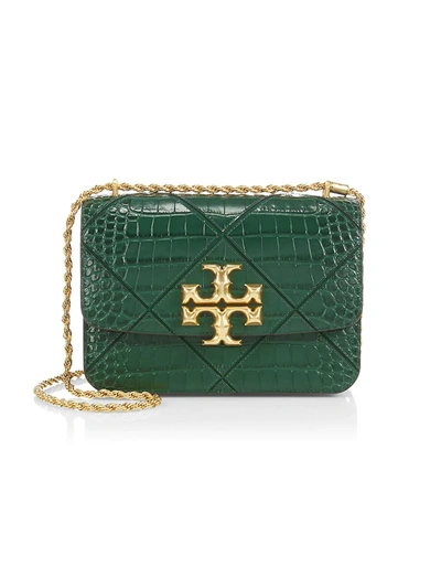 Tory Burch Croc Embossed Handbag in Green