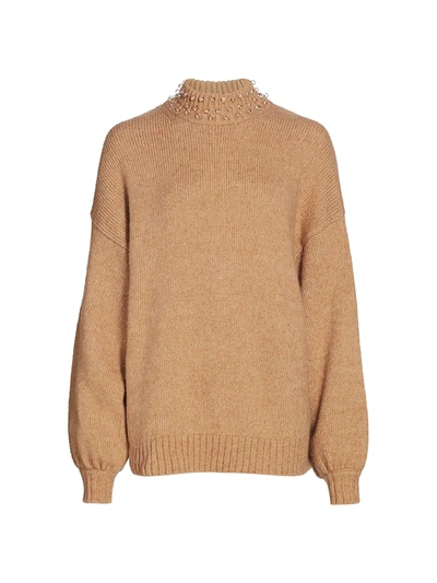 Shop See By Chloé Pearly Knit Oversized Wool-blend Sweater In Desert Beige