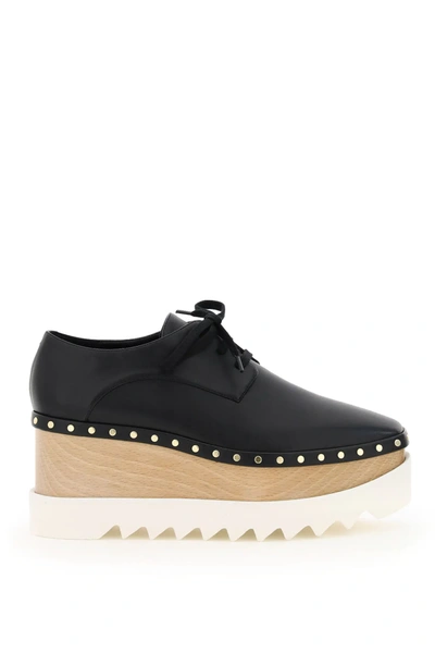 Shop Stella Mccartney Elyse Faux Leather Lace-up Shoes Studs In Black
