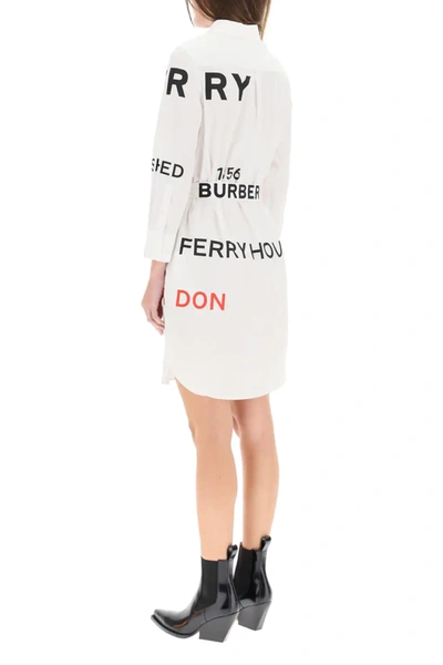 Shop Burberry Kiley Short Dress With Horseferry Print In White,black,red