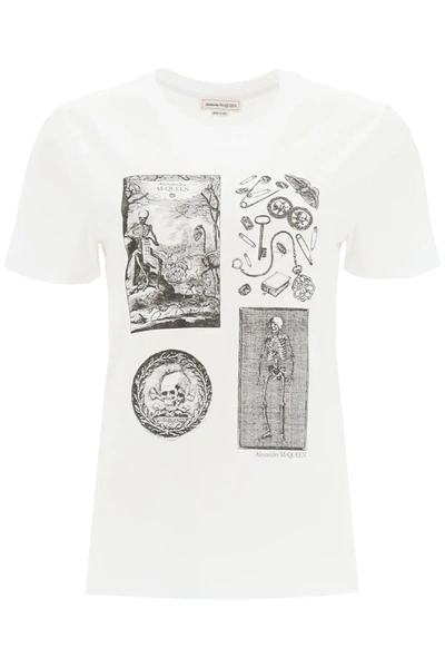 Shop Alexander Mcqueen Skeleton Print T-shirt In White,black