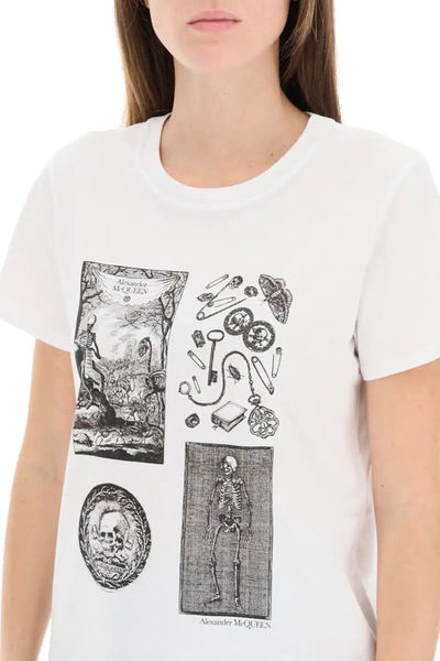 Shop Alexander Mcqueen Skeleton Print T-shirt In White,black