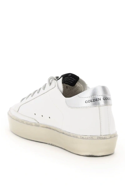 Shop Golden Goose Hi Star Leather Sneakers In White,pink,gold