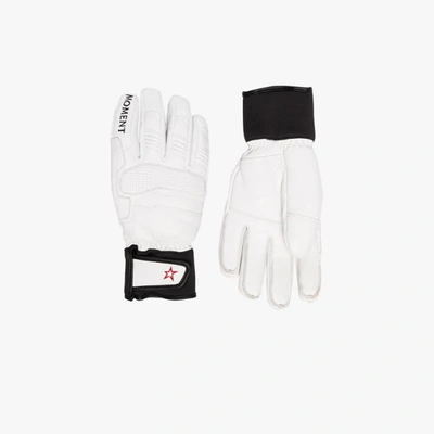 Shop Perfect Moment White Leather Ski Gloves