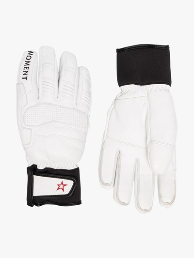 Shop Perfect Moment White Leather Ski Gloves
