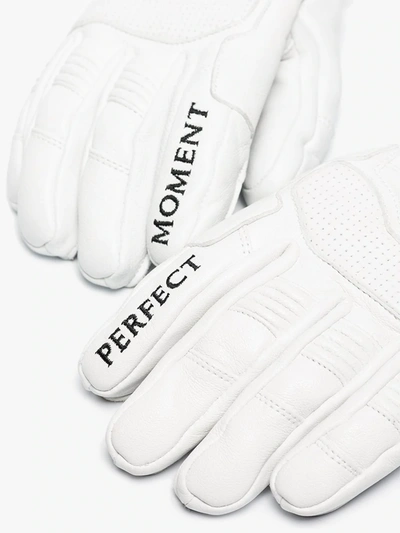 Shop Perfect Moment White Leather Ski Gloves