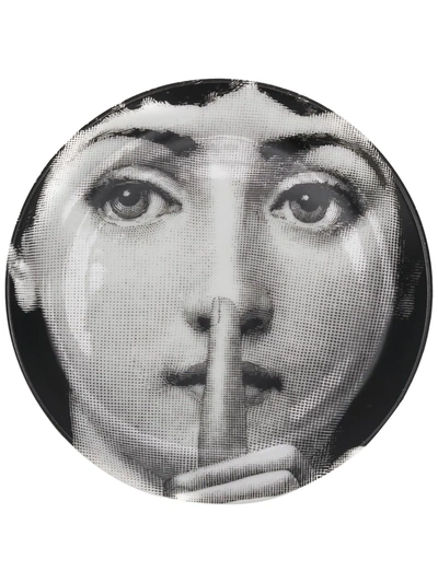 Shop Fornasetti Sottobicchiere Viso Plate In Black