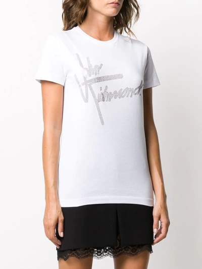 Shop John Richmond Studded Logo Cotton T-shirt In White