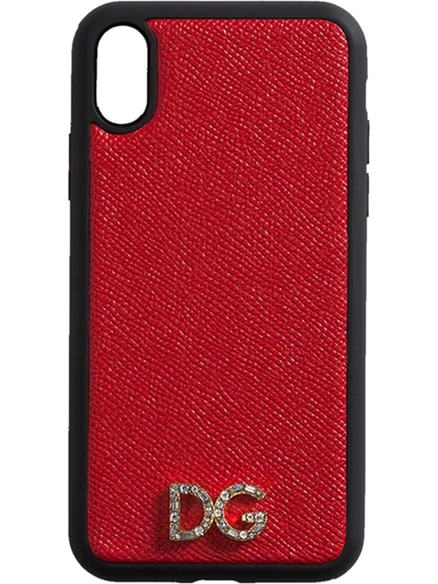 Shop Dolce & Gabbana Two-tone Logo Plaque Iphone Case In Red