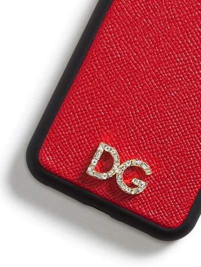 Shop Dolce & Gabbana Two-tone Logo Plaque Iphone Case In Red