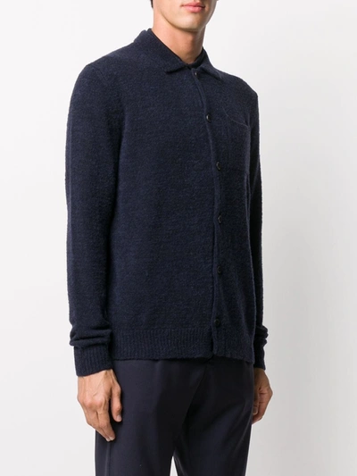 Shop Zanone Rib-trimmed Bouclé Cardigan In Blue