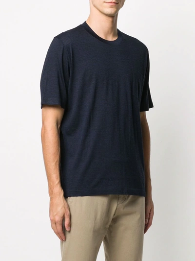 Shop Zanone Short-sleeved Knitted T-shirt In Blue