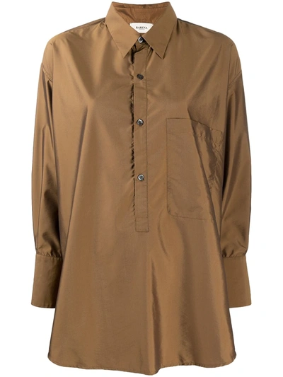 Shop Barena Venezia Satin Buttoned Shirt In Brown