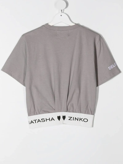Shop Natasha Zinko Delovaya Cropped T-shirt In Gray