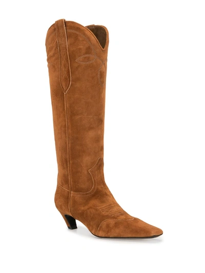 Shop Khaite The Dallas Knee-high Boots In Brown
