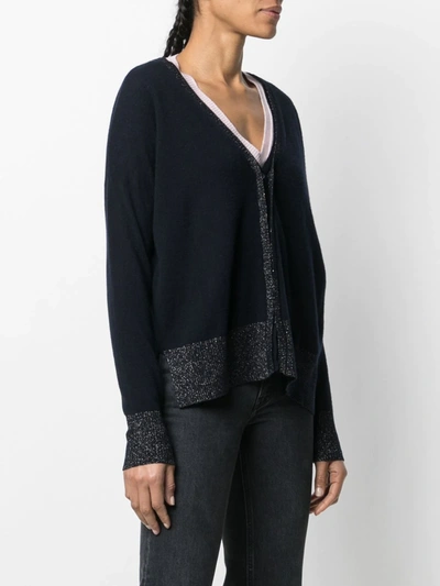 Shop Cruciani Glitter-effect Cardigan In Blue