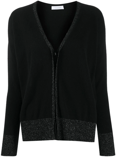 Shop Cruciani Glitter-effect Trim Cardigan In Black