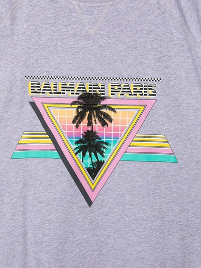 Shop Balmain Teen Vintage-print T-shirt In Grey