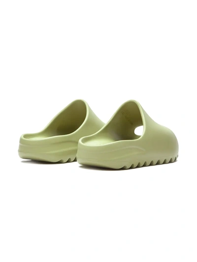 Shop Adidas Originals Yeezy Ridged Slides In Green