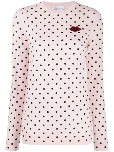 Shop Red Valentino Polka Dot Logo Patch Jumper In Pink