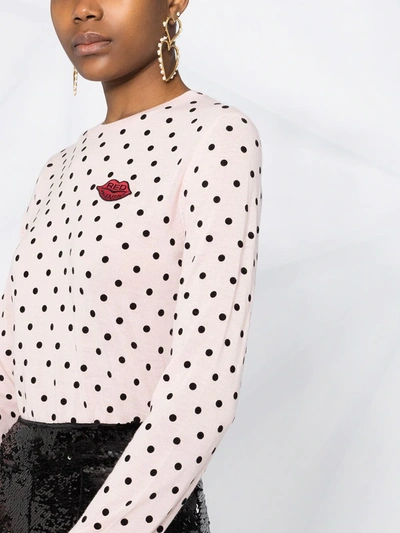 Shop Red Valentino Polka Dot Logo Patch Jumper In Pink