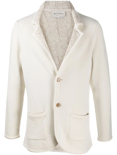 Shop Etro Single-breasted Knitted Cardigan In White