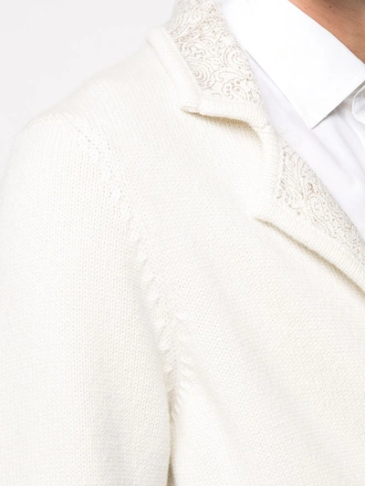 Shop Etro Single-breasted Knitted Cardigan In White