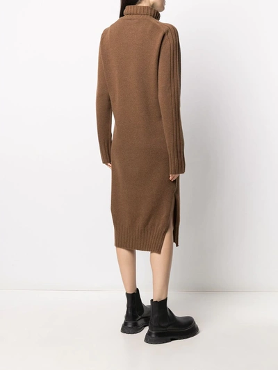 Shop Barena Venezia Roll Neck Jumper Dress In Brown