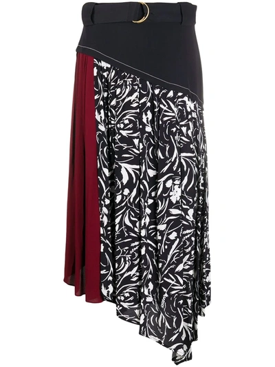 Shop Proenza Schouler Floral Print Asymmetric Skirt In Black