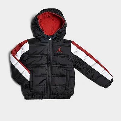 Shop Nike Jordan Boys' Toddler Nylon Puffer Jacket In Black/red/white