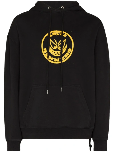 Shop Ksubi Logo Print Cotton Hoodie In Black