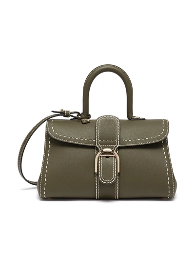 Shop Delvaux Brilliant East West Pm Rodéo Surpiqué Contrast Stitch Leather Satchel In Green