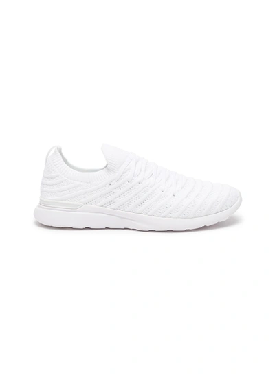 Shop Apl Athletic Propulsion Labs 'techloom Wave' Knitted Lace Up Running Sneakers In White