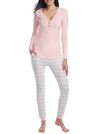 Shop Honeydew Intimates By The Fire Fairisle Knit Pajama Set In Cinder Fairisle