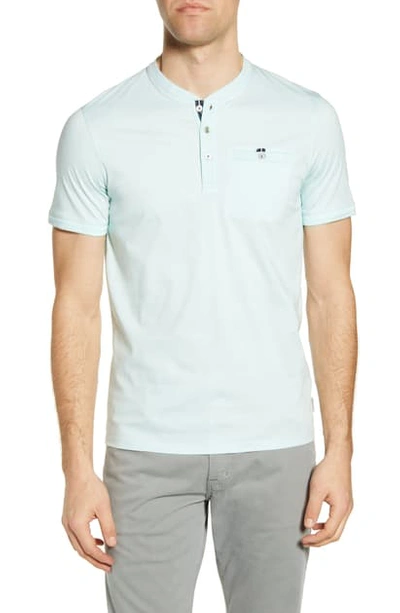 Shop Ted Baker Sirma Slim Fit Short Sleeve Henley In Light Blue