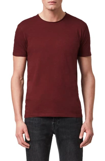 Shop Allsaints Slim Fit Crewneck T-shirt In Maroon Red