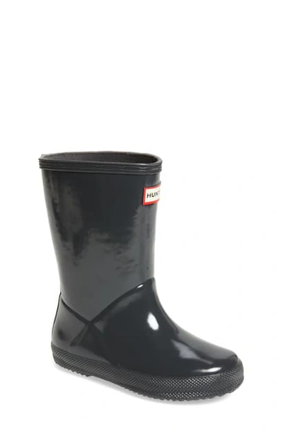 Shop Hunter Kids' First Gloss Waterproof Rain Boot In Dark Slate