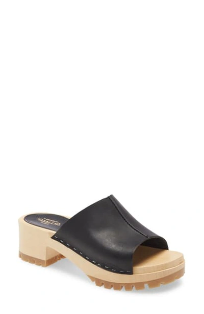 Shop Swedish Hasbeens Ann Platform Slide Sandal In Black Leather